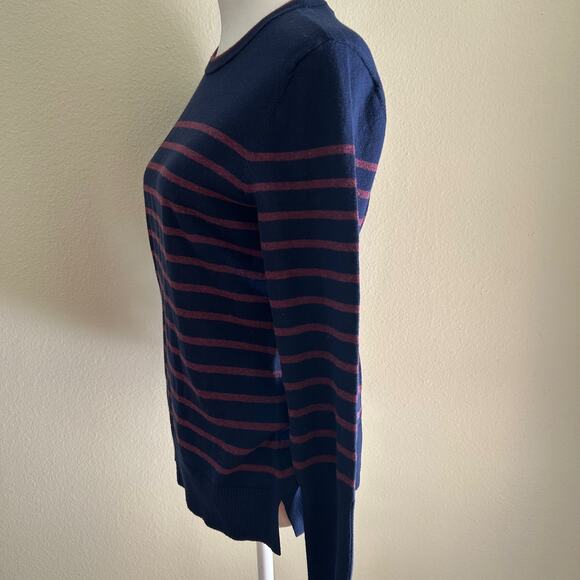 J McLaughlin Sweater Striped SZS Navy Multi Classic Preppy Long Sleeve - Picture 3 of 10